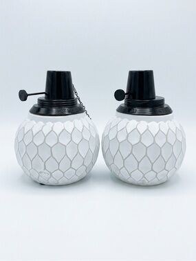 TIKI Brand Farmhouse White Table Torches Oil Lamps Set of 2 NWT